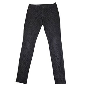 KUT from the Kloth Mia Toothpick Skinny Jeans Black Damask Flocked Sz 4 All Over